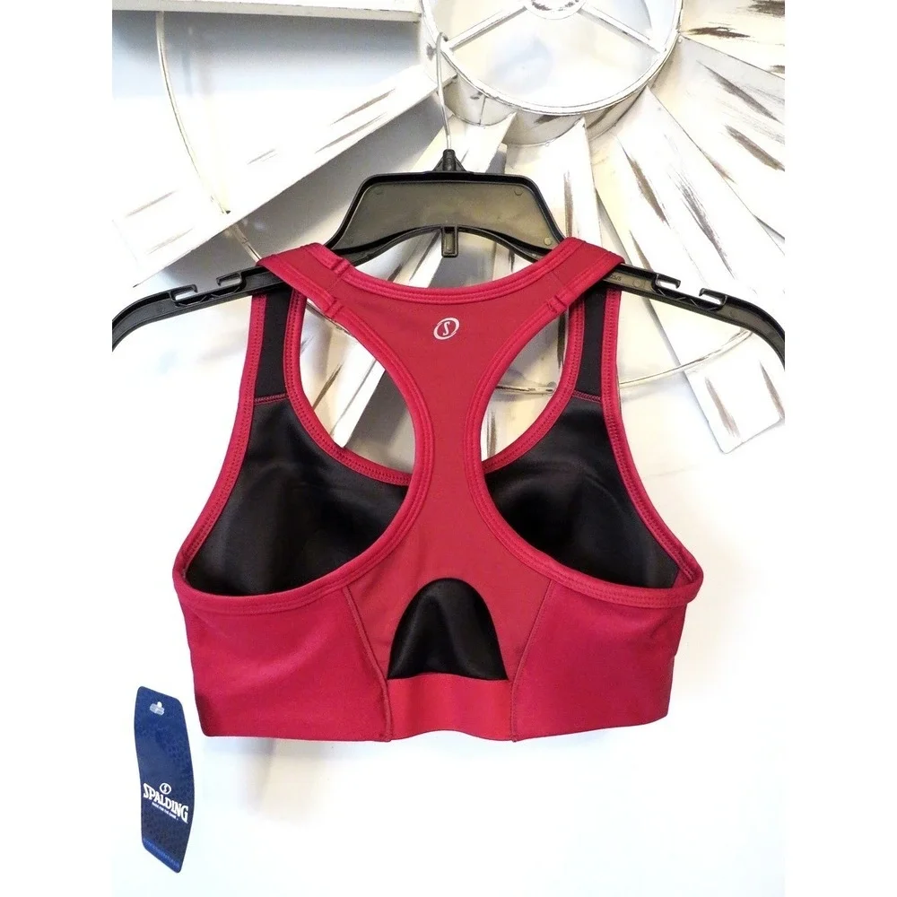 NWT Spalding Women's Active Shine Racerback Sports Bra‎ Red Plum Size Small